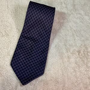Nautica 100% Silk Tie Navy Geometric Diamond Pattern Classic Mens
